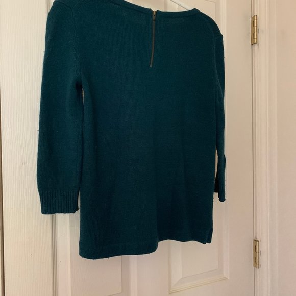 JCrew Forest Green Sweater with beading work - Picture 2 of 4